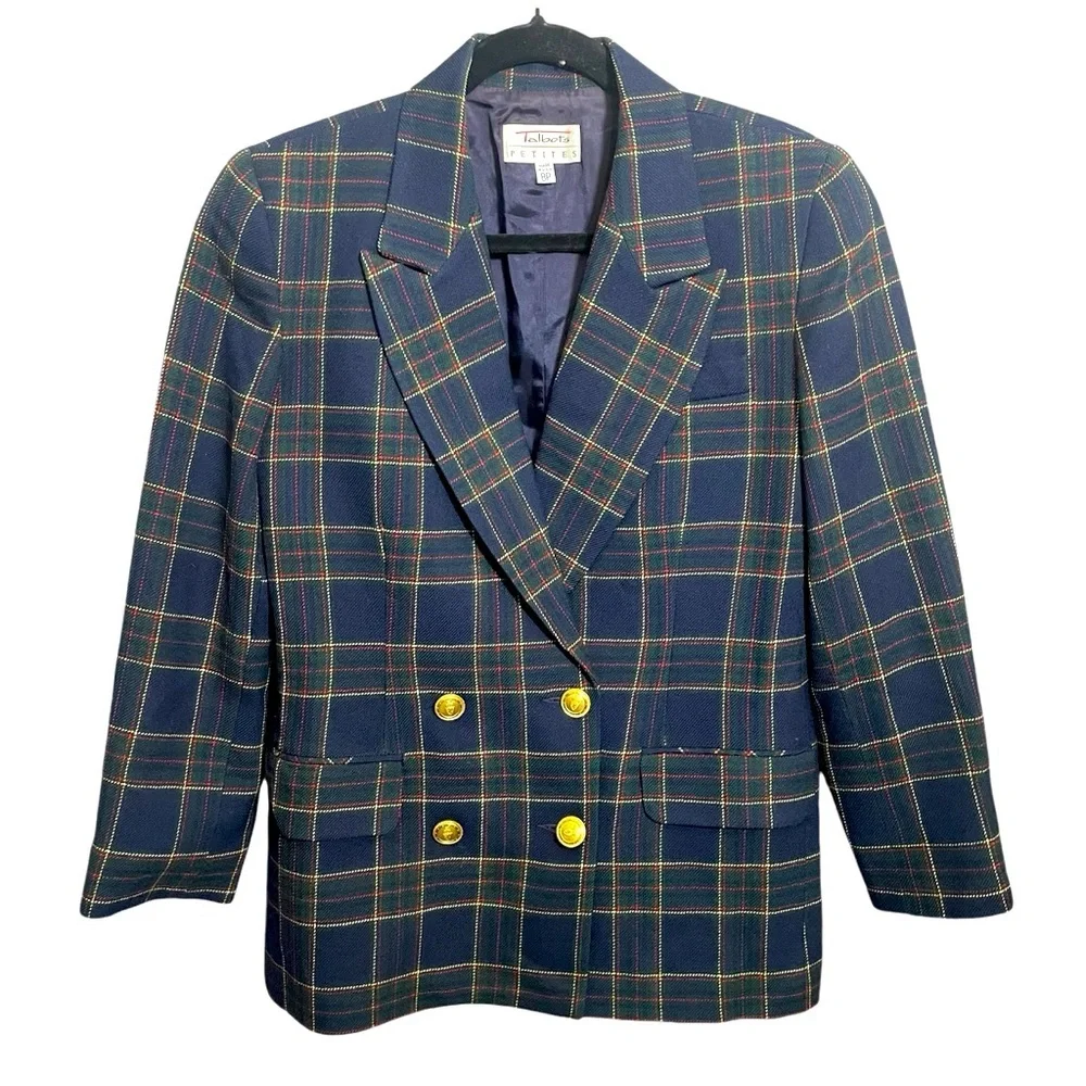 Talbots Vintage Plaid Wool Blazer size 8 petite - Picture 1 of 8